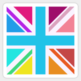 Square Union Jack Flag Multicolored Sticker